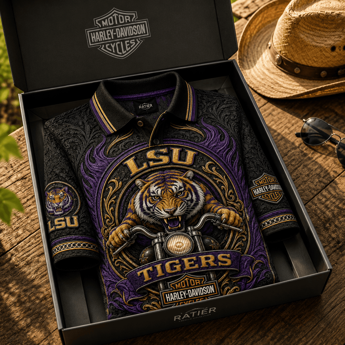 PREMIUM LSU EMBOSS POLO SHIRT HQH