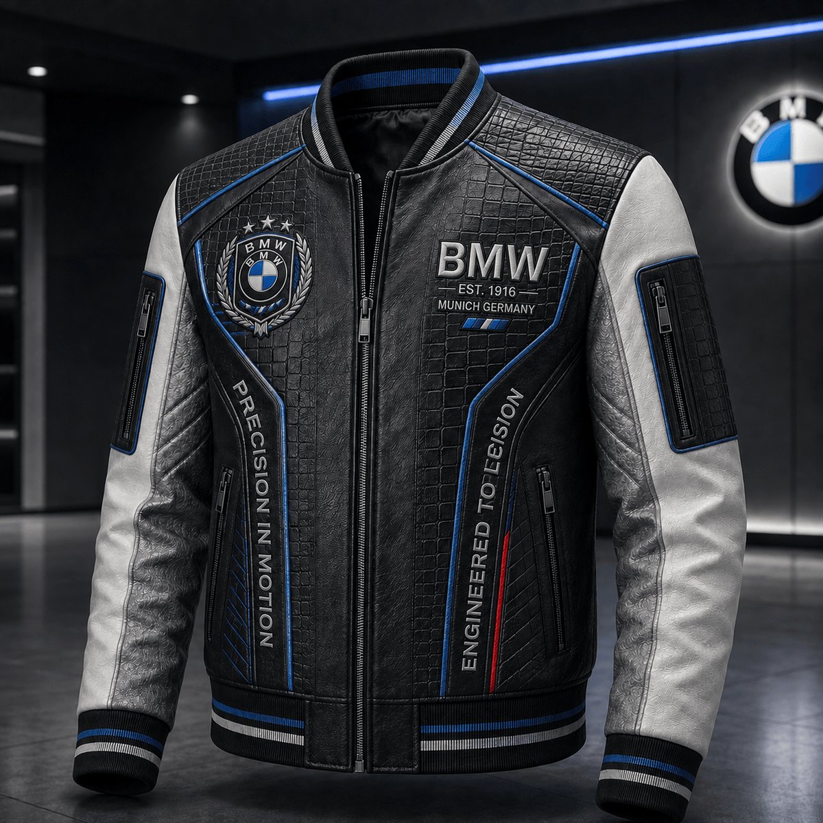 Premium BW Leather Zipper Jacket TNSM