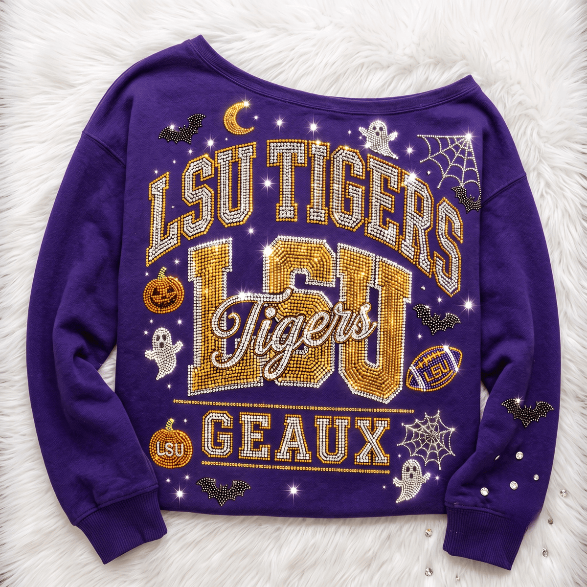 LSU 3D SHOULDER RHINESTONE SWEATSHIRT NTKO