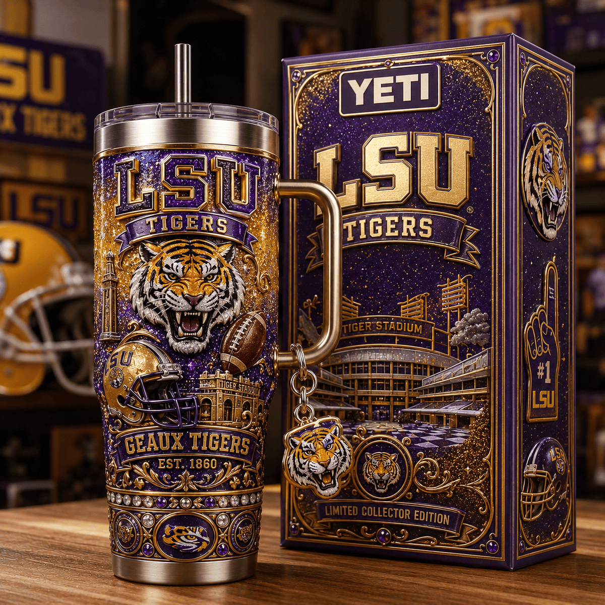 LSU 40oz Tumbler With Handle TTNL