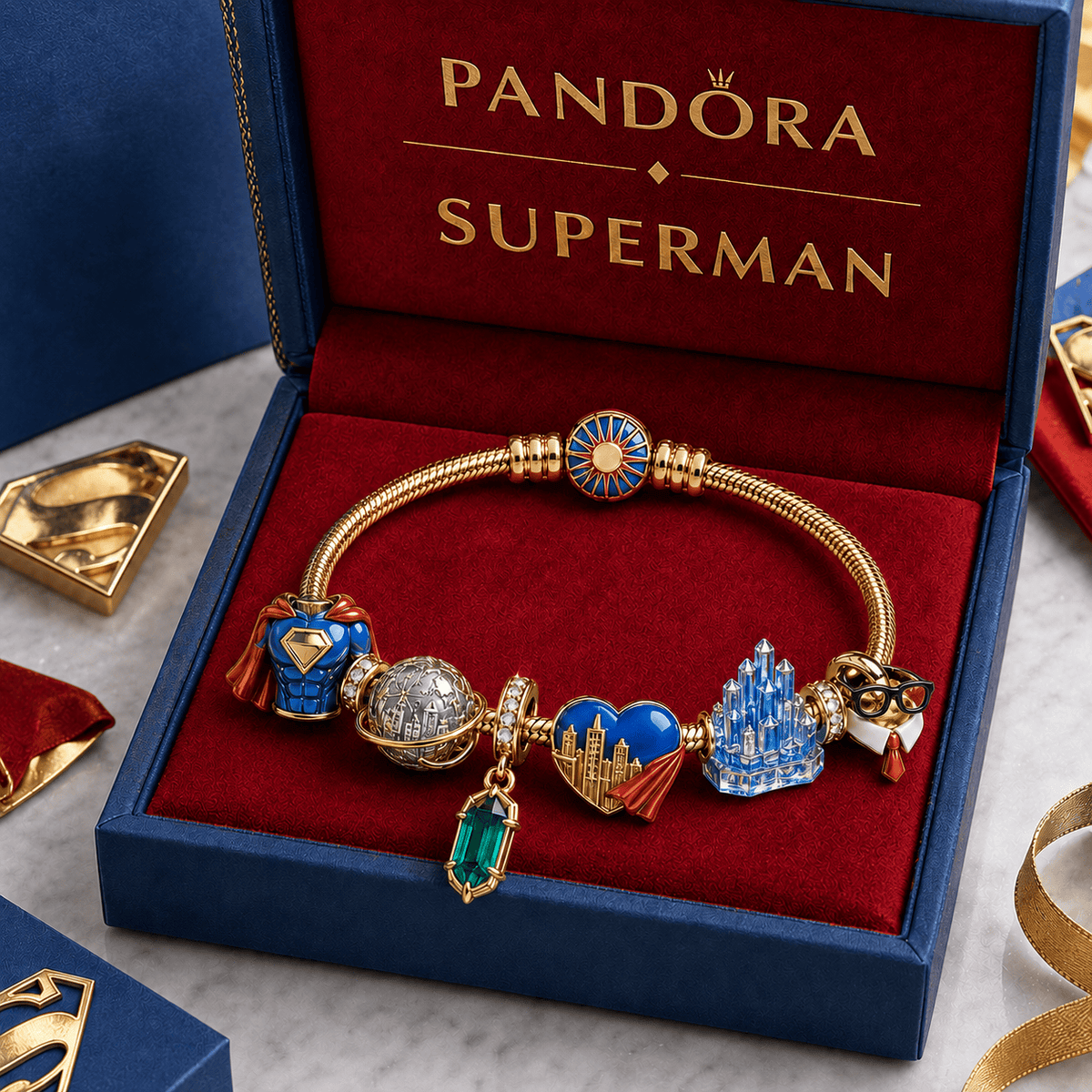 SUP Gold Charm Bracelet Set TMH