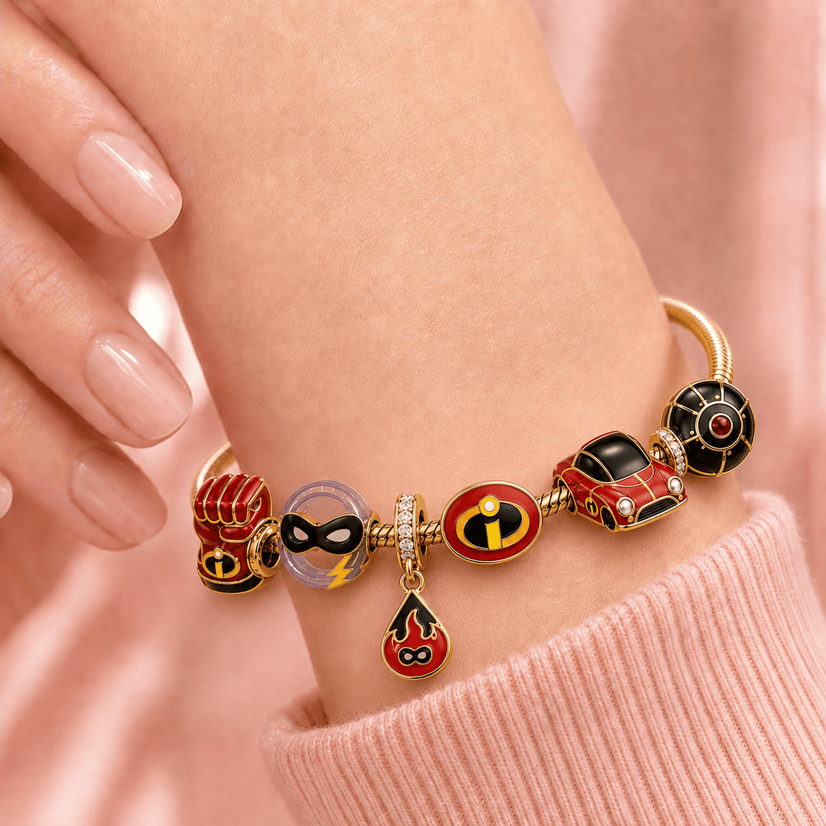 TIDB Gold Charm Bracelet Set TMH