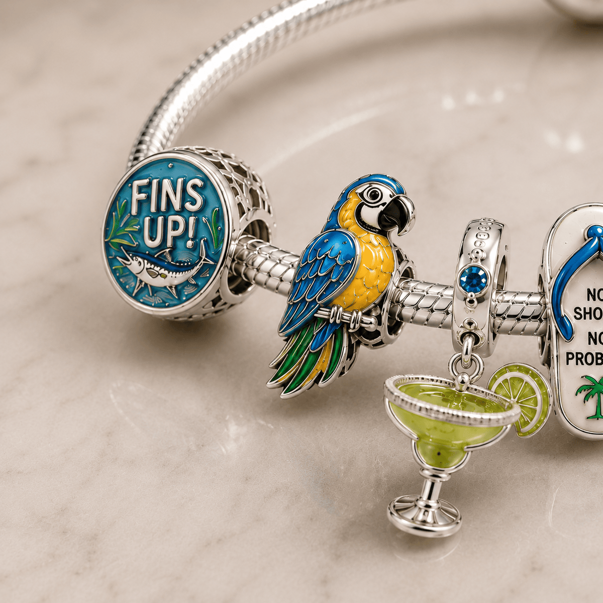 JBT Silver Charm Bracelet Set BMD