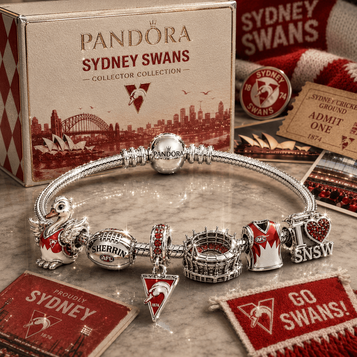 SNSW Silver Charm Bracelet Set PNPA