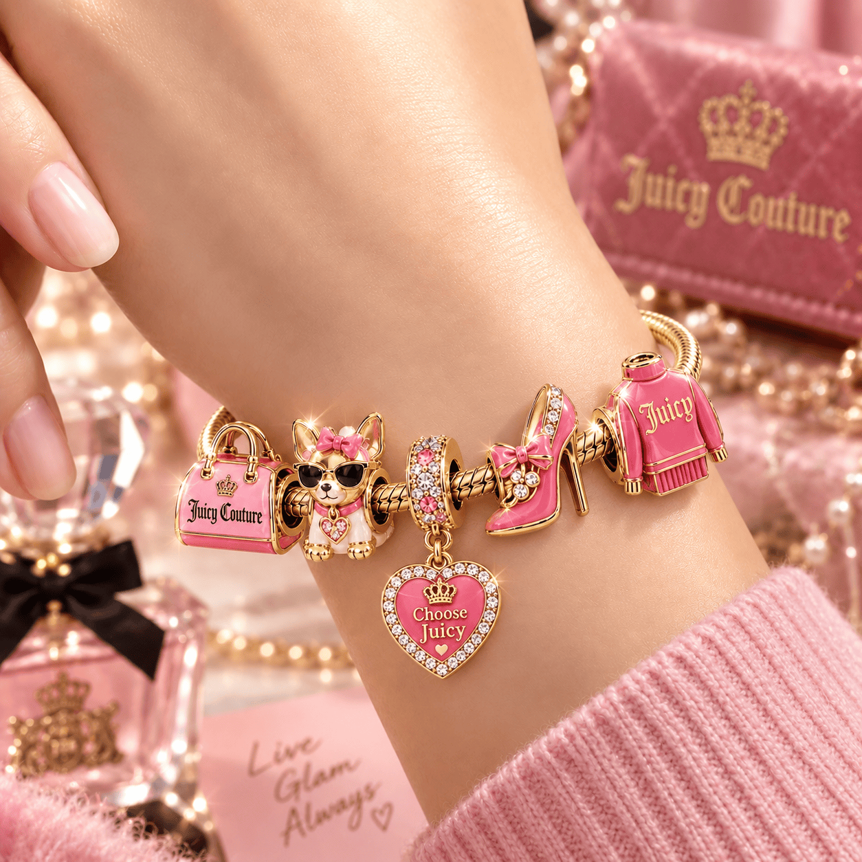 JCT Gold Charm Bracelet Set VTH