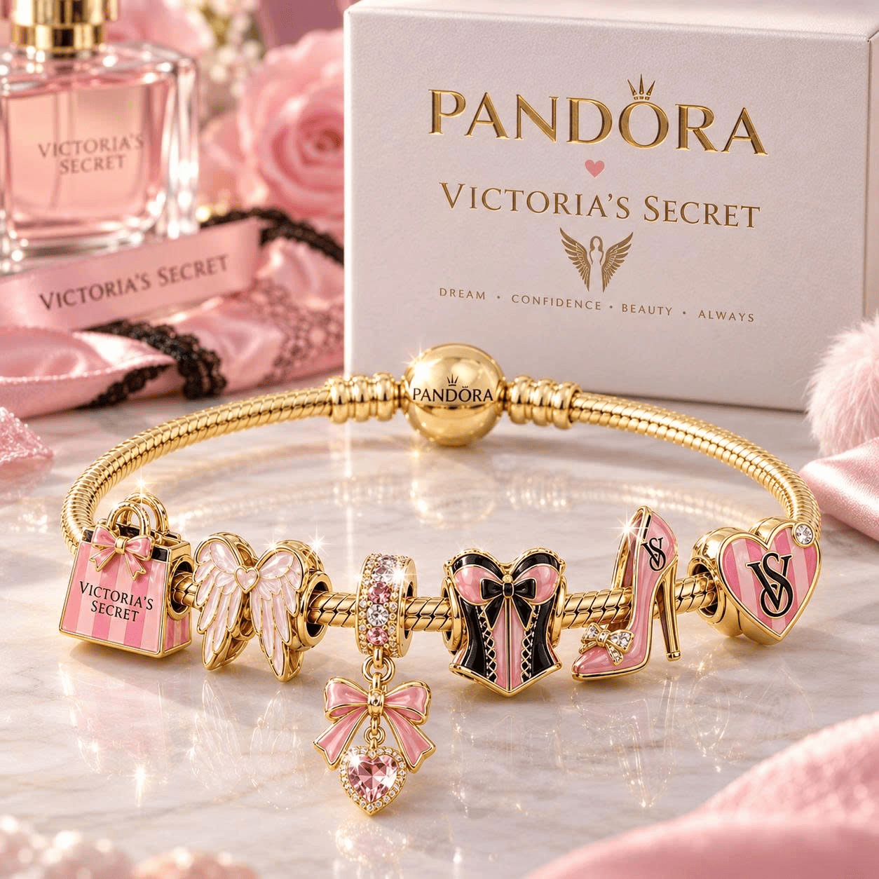 VCST Gold Charm Bracelet Set VTH