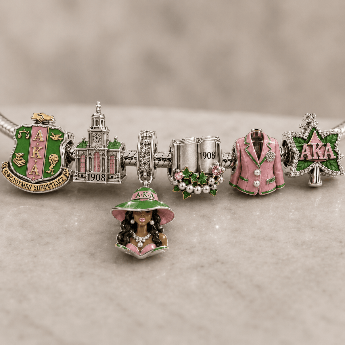 AKA Silver Charm Bracelet Set NTVA