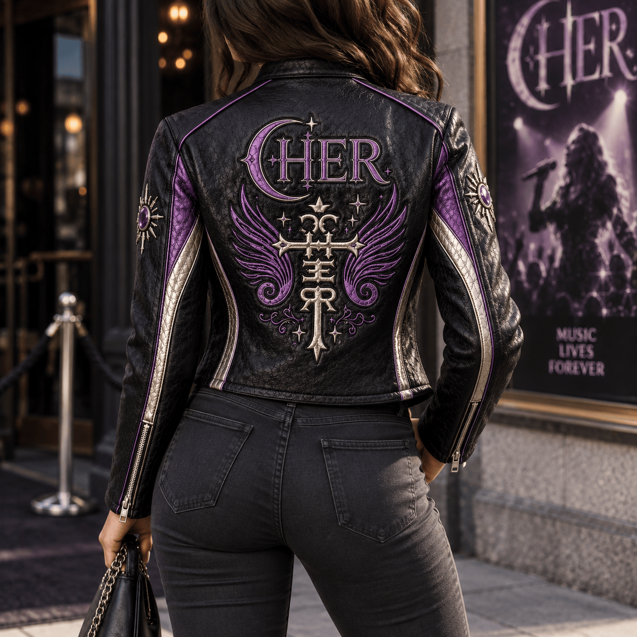 Premium CHER Cropped Leather Zipper Jacket PVNA