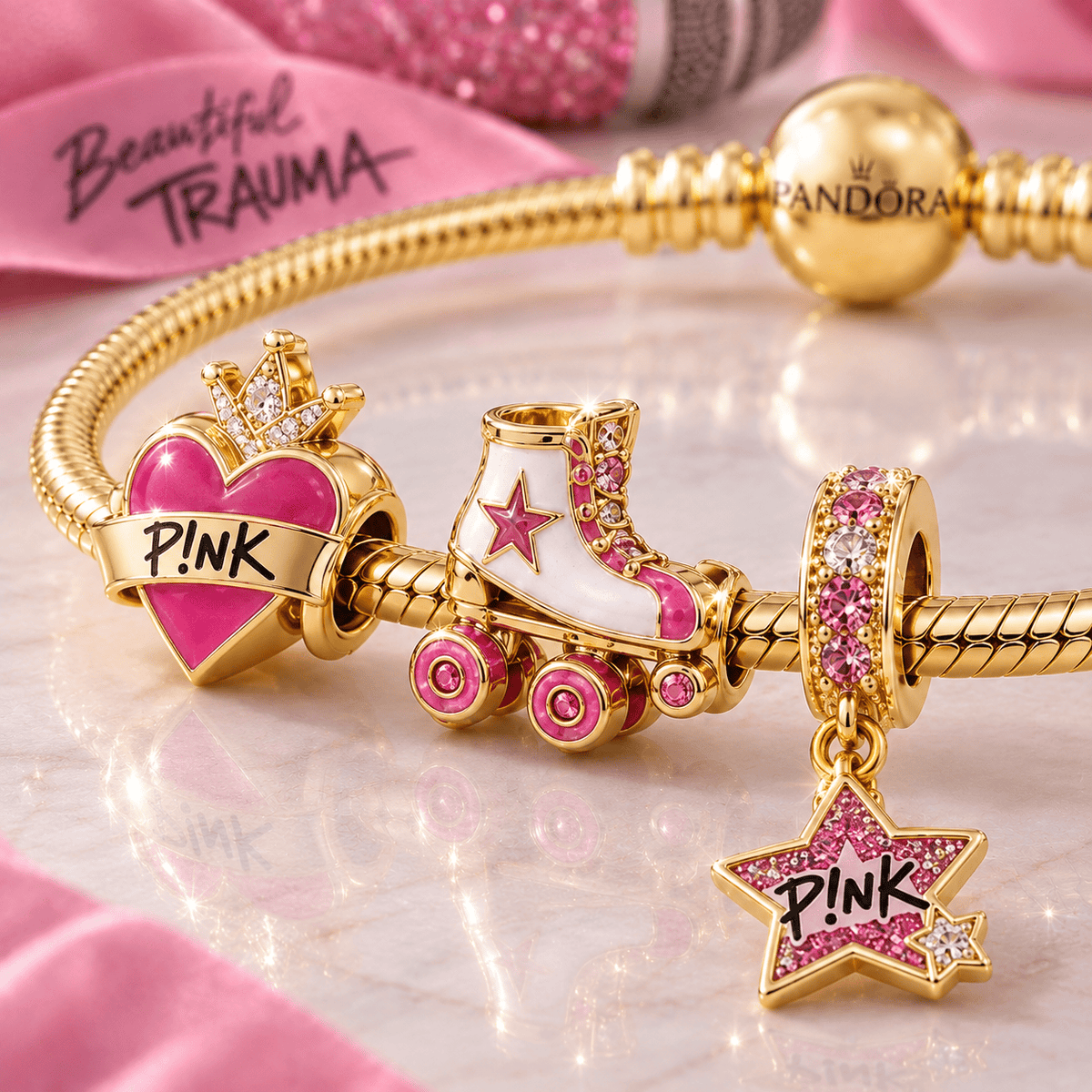 PNK Gold Charm Bracelet Set VTH