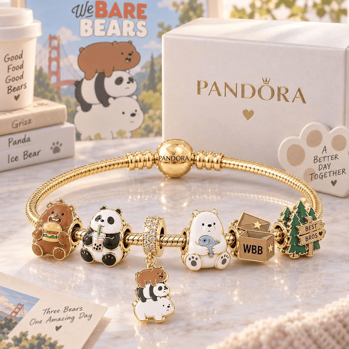 WBBS Gold Charm Bracelet Set VTH