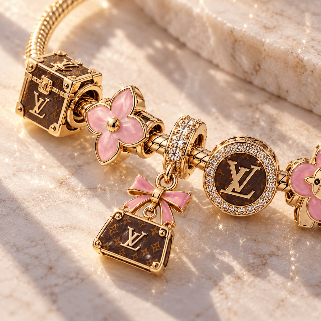 LV Gold Charm Bracelet Set TTN