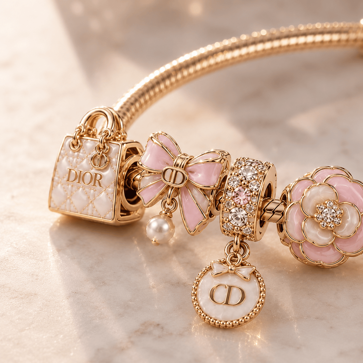 DIOR Gold Charm Bracelet Set TTN