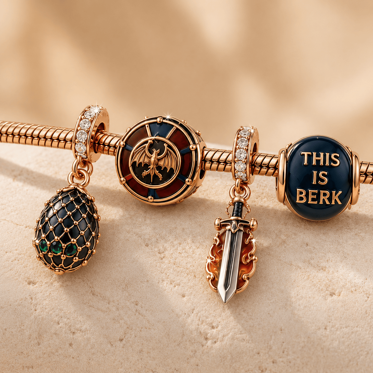 HTTYD Rose Gold Charm Bracelet Set TMH
