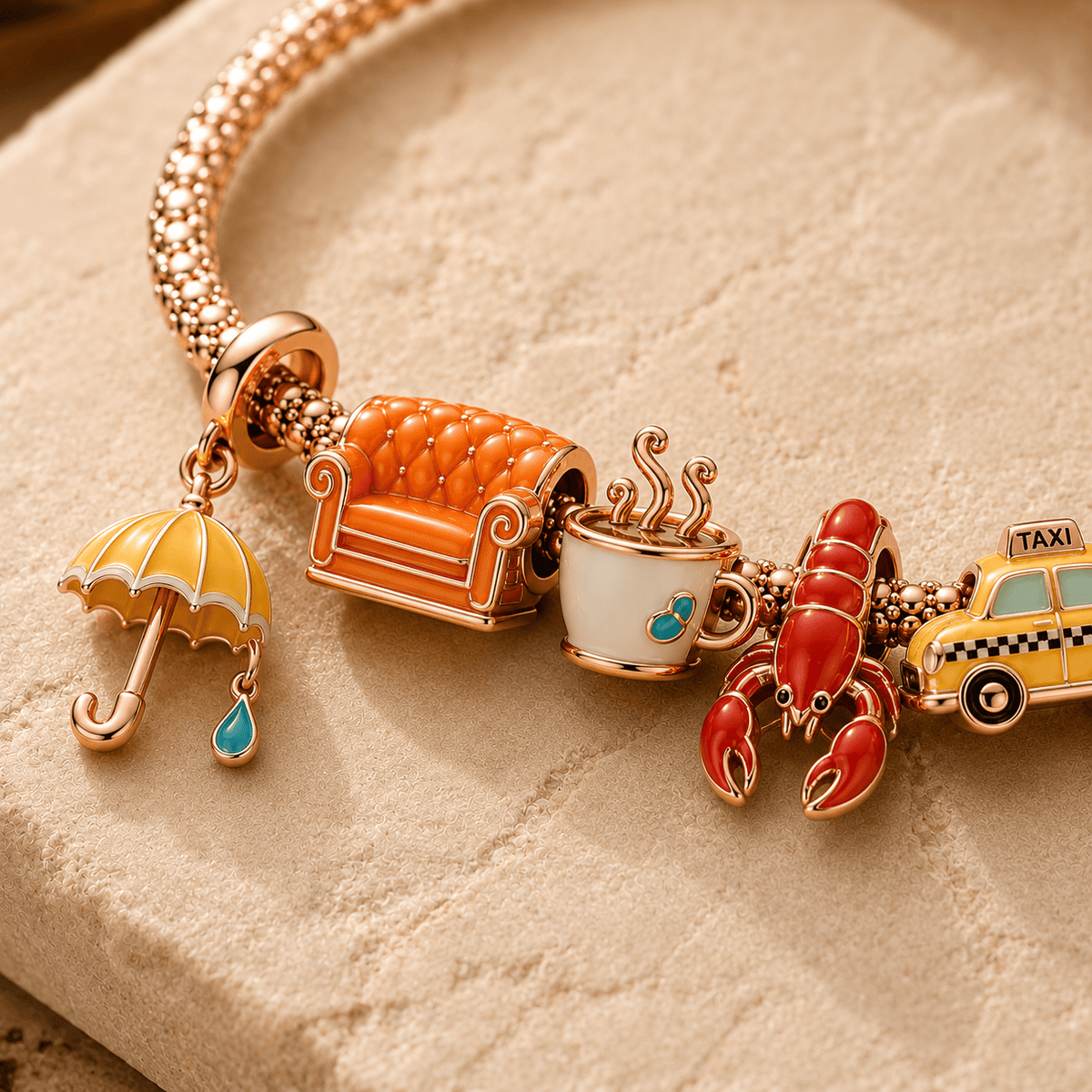 FRS Rose Gold Charm Bracelet Set TTTT